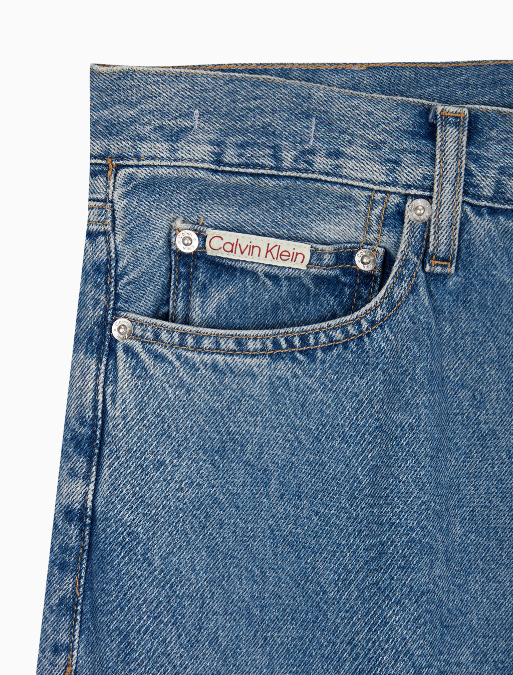 Buy 남성 스탠다드 스트레이트핏 스톤블루 데님 in color MID BLUE BACK EMBRO