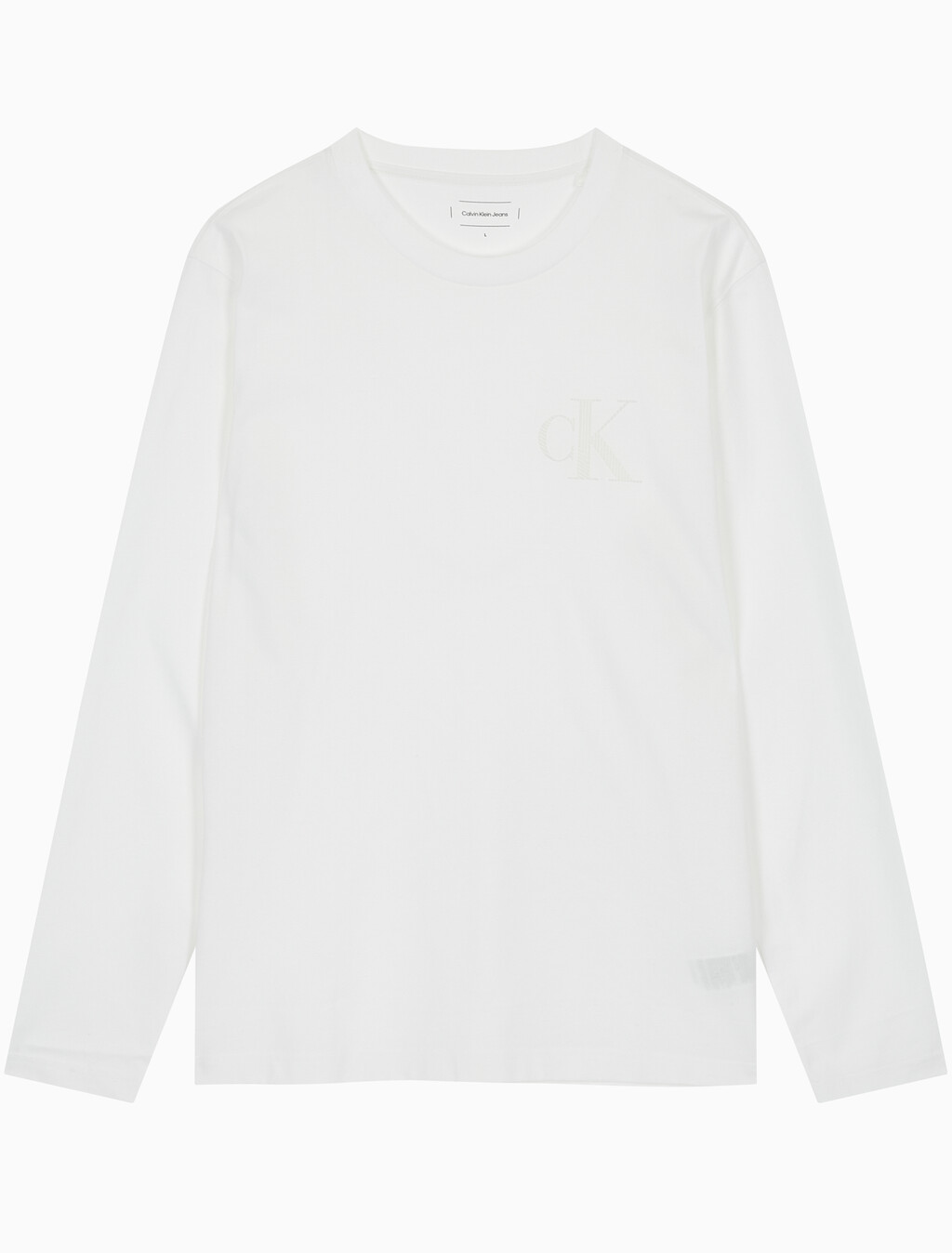 Buy 남성 레귤러핏 그래픽 로고 긴팔 티셔츠 in color BRIGHT WHITE