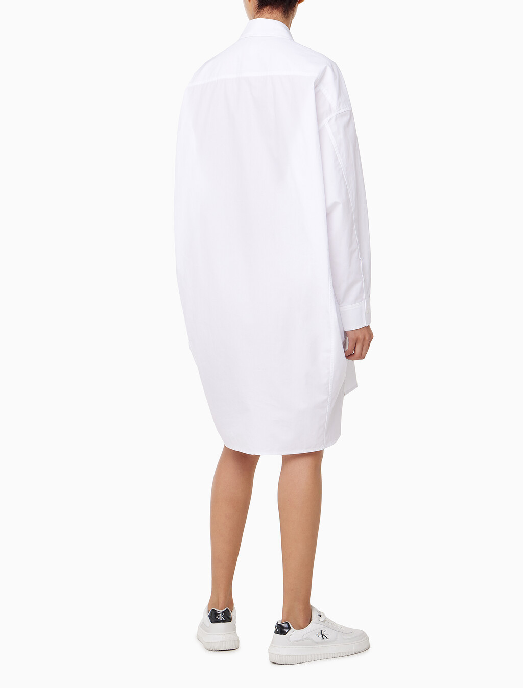 Buy 여성 하이로우 헴 포플린 긴팔 셔츠 드레스 in color BRILLIANT WHITE