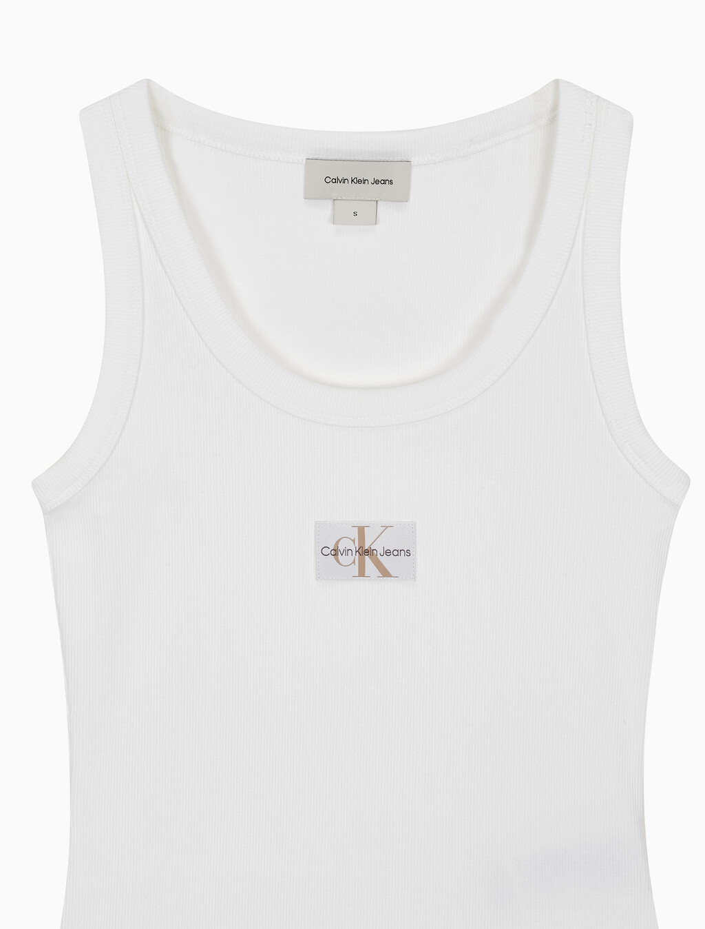 Buy 여성 우븐 라벨 립 탱크 in color BRIGHT WHITE