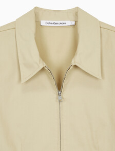 Buy 여성 지퍼 코튼 롱 슬리브 탑 in color PALE KHAKI