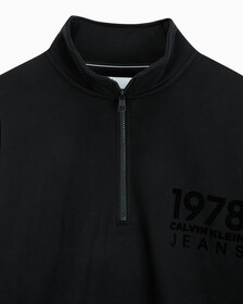 Buy 남성 1978 플록 로고 하프 집업 스웻 in color CK BLACK