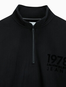 Buy 남성 1978 플록 로고 하프 집업 스웻 in color CK BLACK