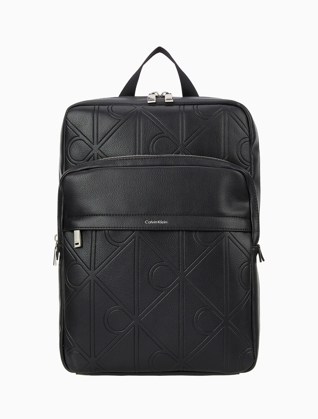 Buy 남성 라지 엠보스드 엠블럼 슬림 스퀘어 백팩 in color BLACK