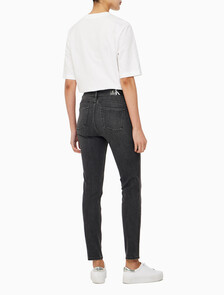 Buy 여성 하이라이즈 스키니핏 앵클 블랙 37.5 기능성 데님 in color WASHED BLACK LOGO LACE