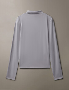 Buy 여성 롱슬리브 머서라이즈드 인터록 코튼 모크넥 탑 in color LILAC GRAY