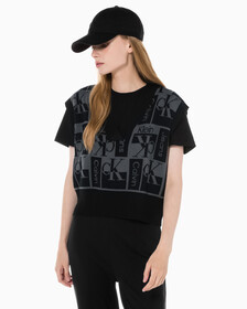 Buy 여성 브이넥 AOP 베스트 in color CK BLACK