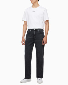 Buy 남성 뉴 와이드핏 블랙 데님 in color WASHED BLACK LOGO LACE