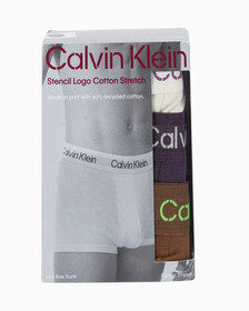Buy 남성 스텐실로고 코튼스트레치 로우라이즈 트렁크 3PK in color BONE WHITE, NIGHTSHADE, COFFEE LIQUEUR