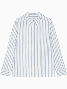 Buy 남성 릴렉스핏 비스코스 나일론 스트라이프 셔츠 in color BRILLIANT WHITE