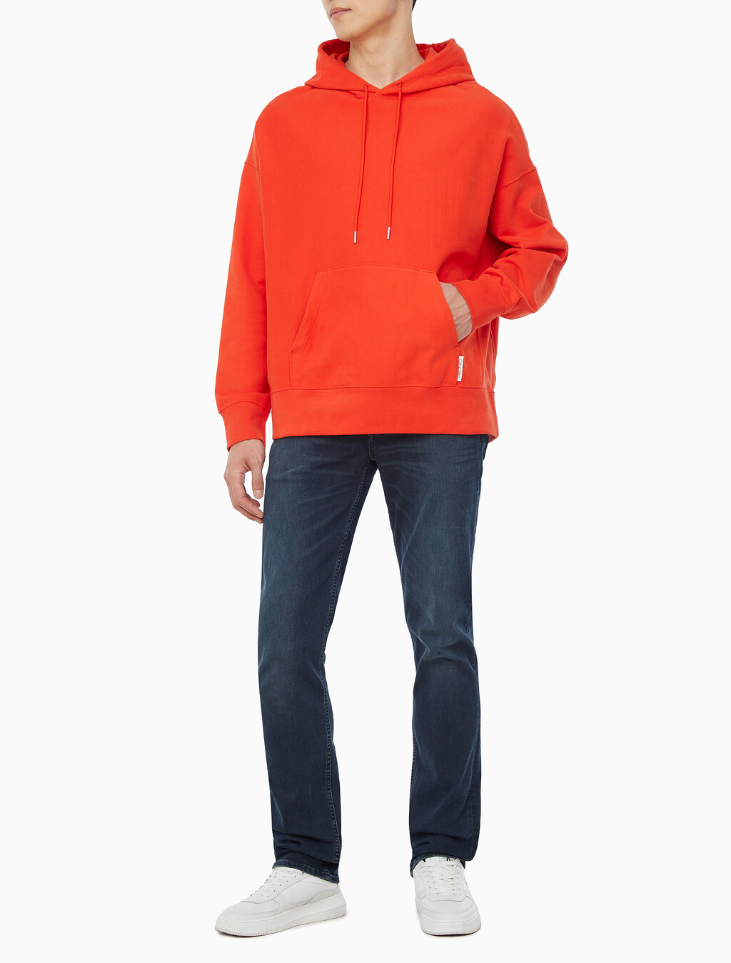 Buy 남성 오버핏 스웨이드 테리 후디 in color RED ALERT