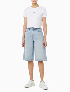 Buy 여성 텐셀 데님 롱쇼츠 in color Blue