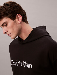 Buy 남성 스탠다드 로고 프리미엄 테리 후디 in color BLACK