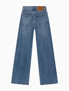 Buy 여성 하이라이즈 루즈핏 미드블루 데님 in color MID BLUE BACK EMBRO