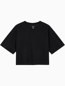 Buy 여성 코튼 클래식 숏슬리브 탑 in color BLACK