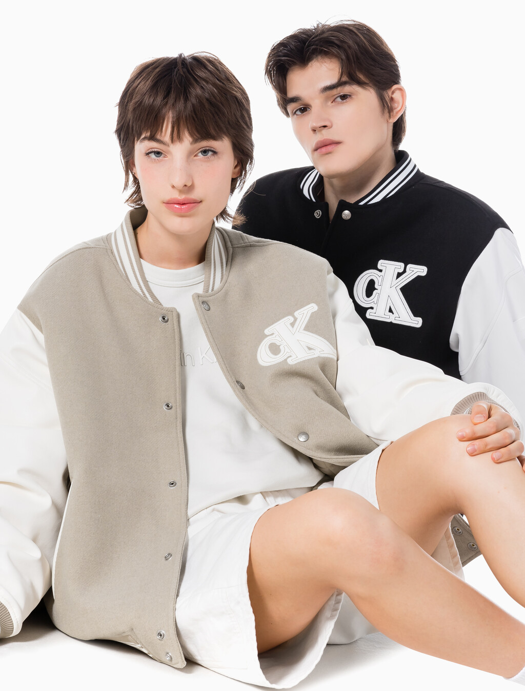 Buy 남성 바시티 봄버 자켓 in color BEIGE