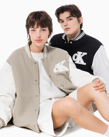 Buy 남성 바시티 봄버 자켓 in color BEIGE
