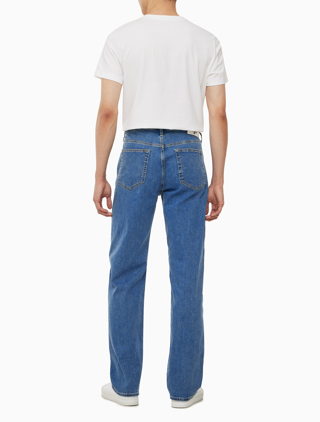 Buy 남성 90's 스트레이트핏 미드블루 에코 쿨 데님 in color MID BLUE BACK EMBRO