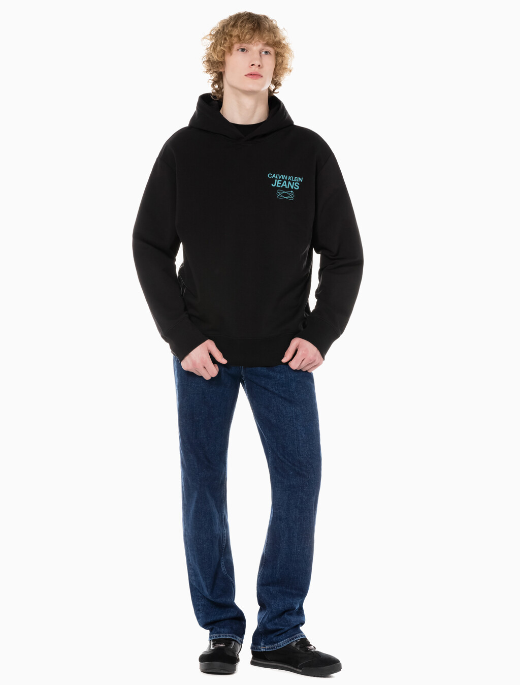 Buy 남성 90's 스트레이트핏 기모 미드블루 데님 in color MID BLUE BACK EMBRO