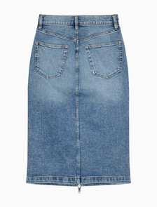 Buy 여성 데님 집 프론트 스커트 in color Light blue
