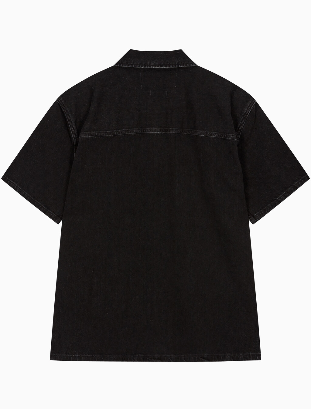 Buy 남성 데님 캠프 반팔 셔츠 in color WASHED BLACK LOGO LACE