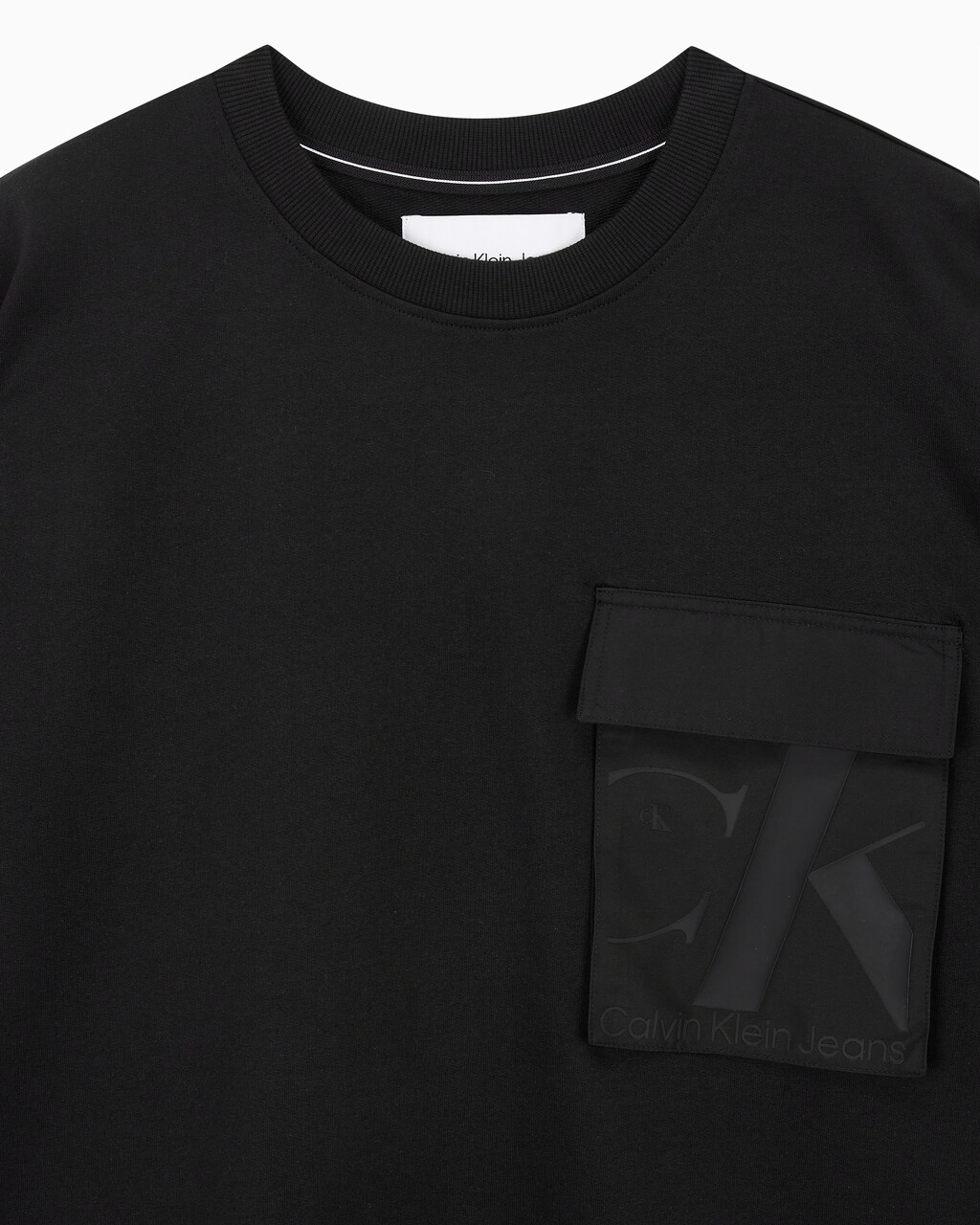Buy 남성 오버사이즈 우븐 포켓 반팔 스웻셔츠 in color CK BLACK