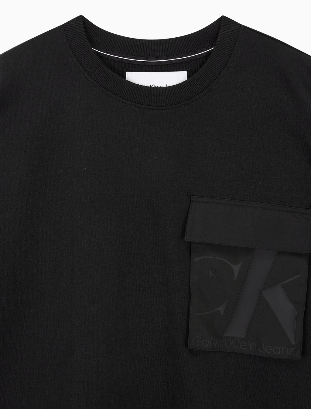 Buy 남성 오버사이즈 우븐 포켓 반팔 스웻셔츠 in color CK BLACK