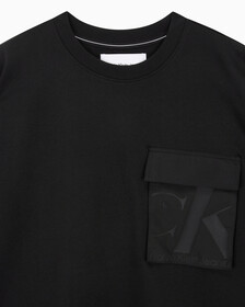 Buy 남성 오버사이즈 우븐 포켓 반팔 스웻셔츠 in color CK BLACK