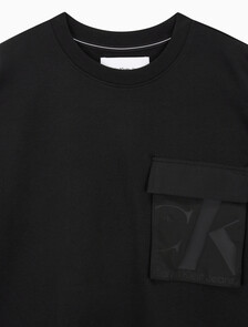 Buy 남성 오버사이즈 우븐 포켓 반팔 스웻셔츠 in color CK BLACK