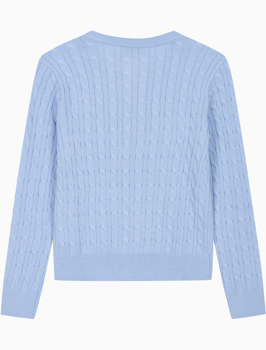 Buy 여성 울 케이블 크루넥 가디건 in color Light blue