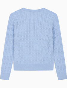Buy 여성 울 케이블 크루넥 가디건 in color Light blue