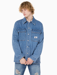 Buy 남성 박시 루즈핏 라이트블루 데님 셔츠 in color CHALKY BLUE