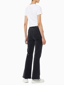 Buy 여성 하이라이즈 플레어핏 블랙 이탤리언 데님 in color WASHED BLACK LOGO LACE
