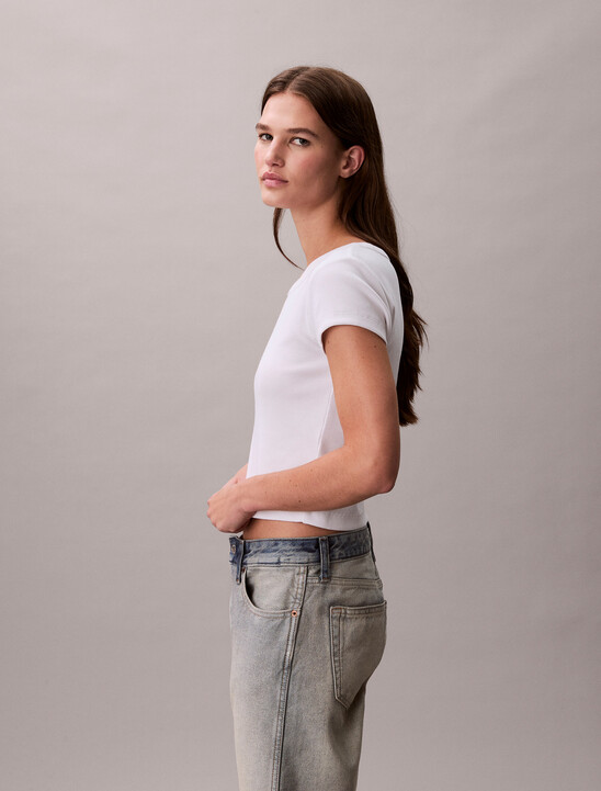 여성 우븐라벨 립 베이비 티