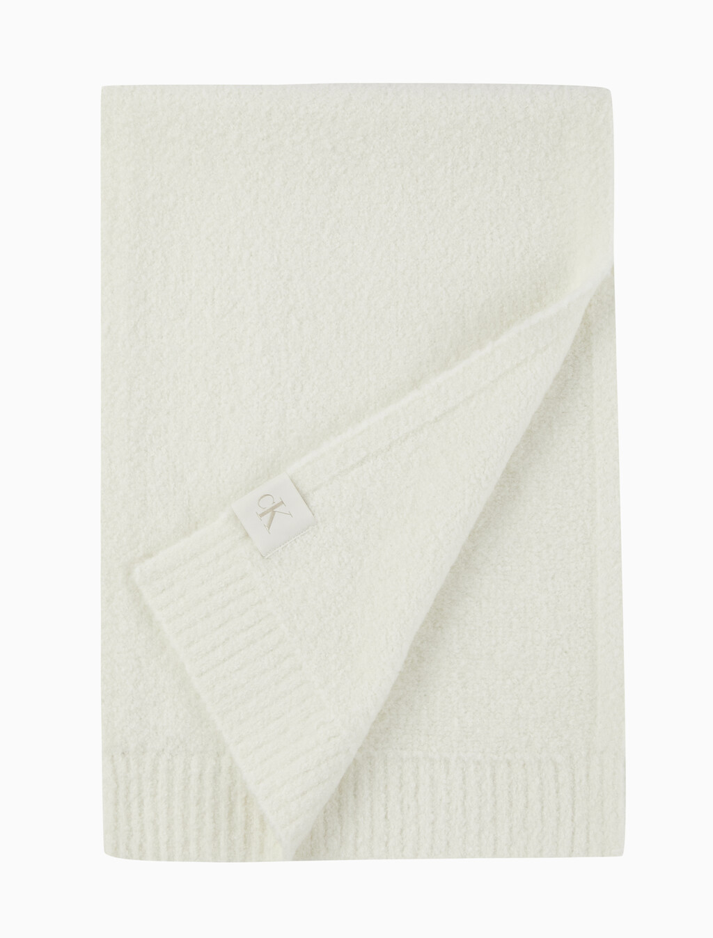 Buy 남녀공용 모노그램 패치 로고 부클 머플러 in color Ivory