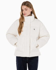 Buy 여성 숏 렝스 스탠드 카라 푸퍼 다운 재킷 in color WHITE