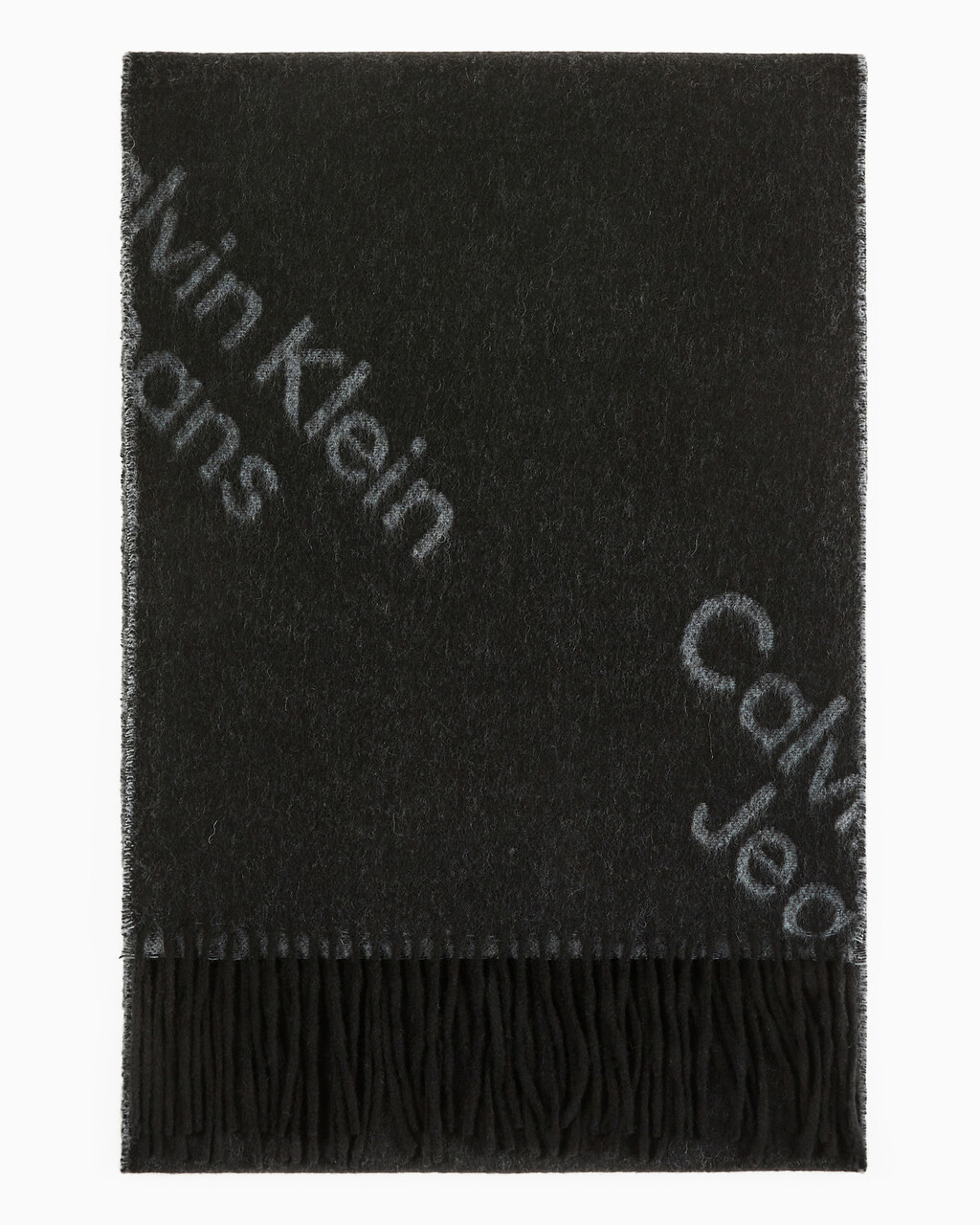 Buy 여성 CKJ AOP 로고 울 스카프 in color BLACK