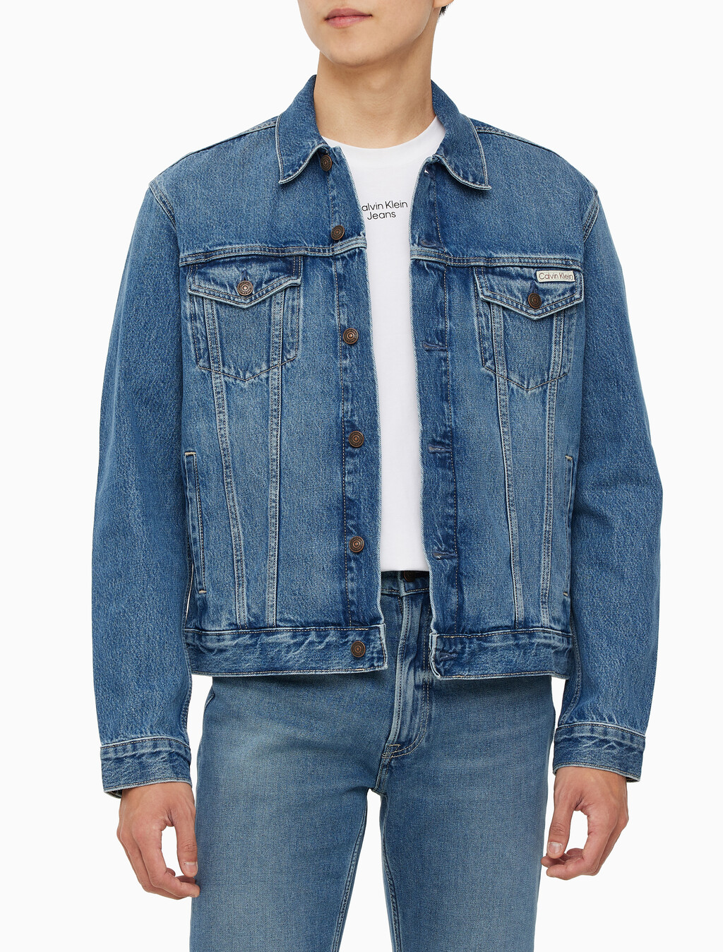Buy 남성 클래식 틴티드 스톤워시 데님 자켓 in color STONE BLUE