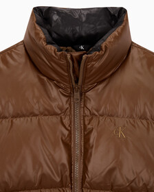 Buy 남녀공용 글로시 숏 푸퍼 in color DARK BROWN