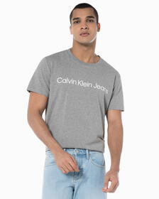Buy 남성 레귤러핏 인스티튜셔널 로고 스트레치 반팔 티셔츠 in color MID GREY HEATHER