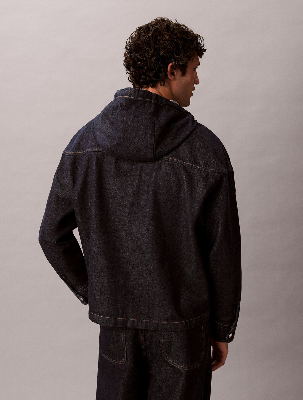 Buy 남성 린스 데님 집업 후디 자켓 in color Dark Blue