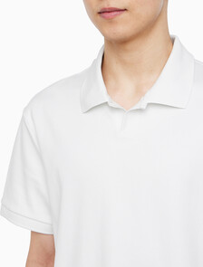 Buy 남성 드롭 니들 오픈 카라 폴로 반팔 티셔츠 in color BLANC DE BLANC