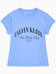 Buy 여성 그래픽 로고 베이비 티 in color Deep Indigo Blue