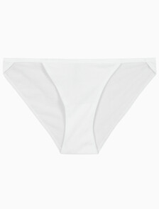Buy 여성 CK 아이디얼 코튼 미드라이즈 하이레그 스트링 비키니 in color WHITE