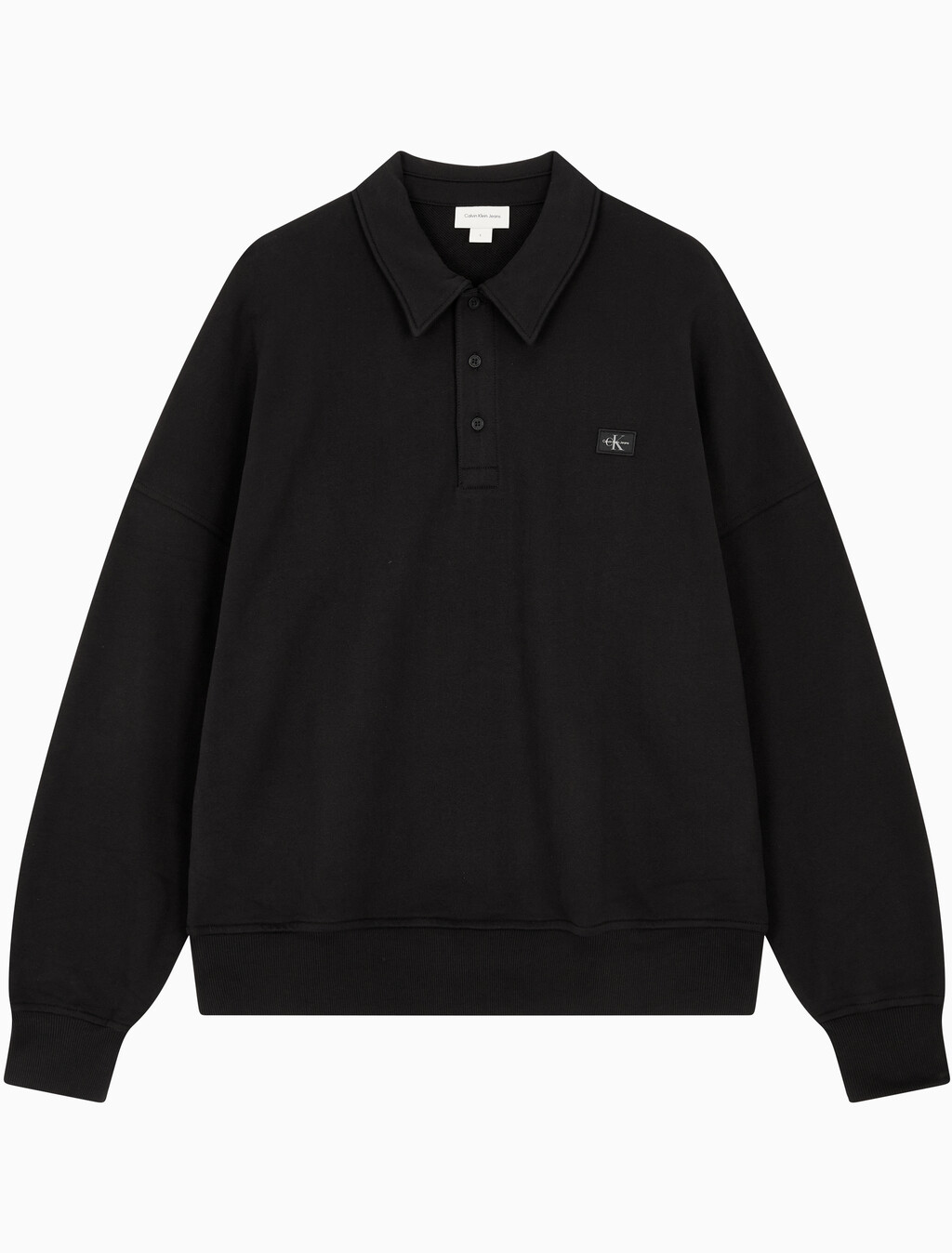 Buy 남성 릴렉스핏 하프 버튼 럭비 스웻셔츠 in color CK BLACK