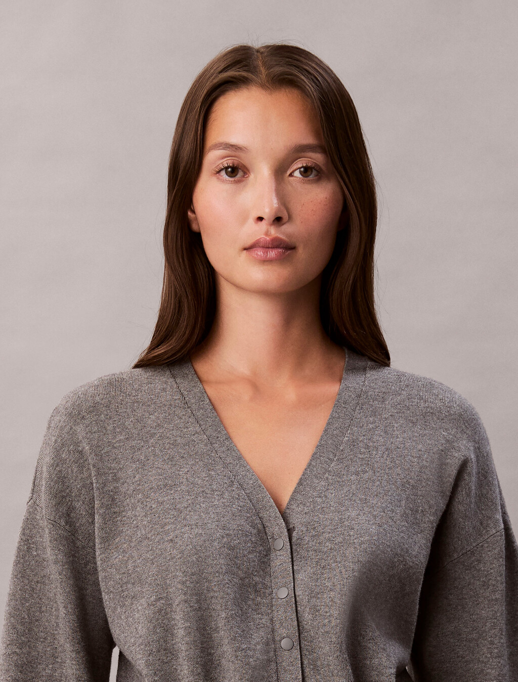 Buy 여성 L/S 하프 밀라노 가디건 in color MEDIUM GREY HEATHER