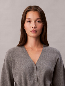 Buy 여성 L/S 하프 밀라노 가디건 in color MEDIUM GREY HEATHER