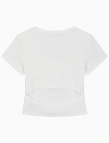 Buy 여성 립 오픈 백 크롭 탑 in color BRIGHT WHITE