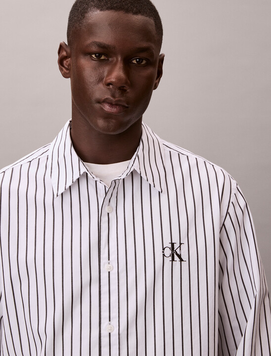 남성 스트라이프 워시드 팝플린 릴렉스 셔츠