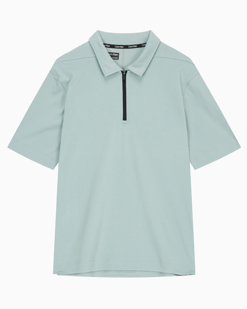 Buy 남성 리플렉티브 로고 레귤러 핏 기능성 집업 폴로 티셔츠 in color GREEN MILIEU